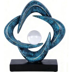 Abstract Art Sculpture Resin Decorative Statue Modern White Ornament Blue Gold